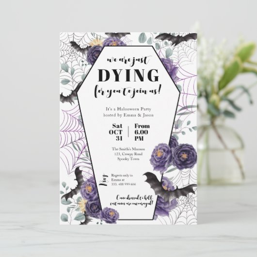 Halloween-Party Einladung Blumengrab (Stehend Vorderseite)