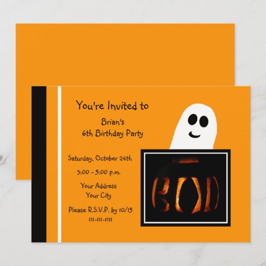 Halloween Party Einladung Boo (Vorne/Hinten)