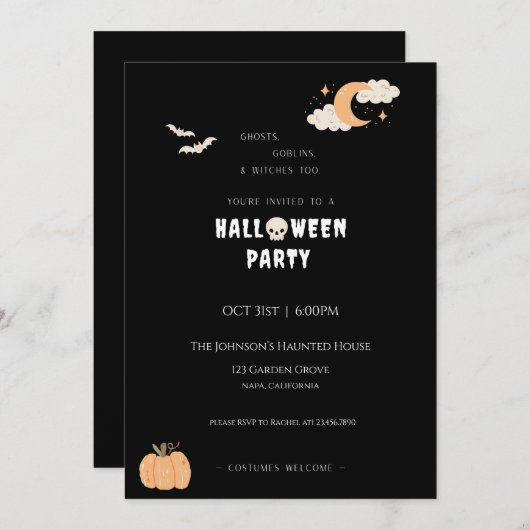 Halloween-Party-Einladung Einladung (Vorne/Hinten)