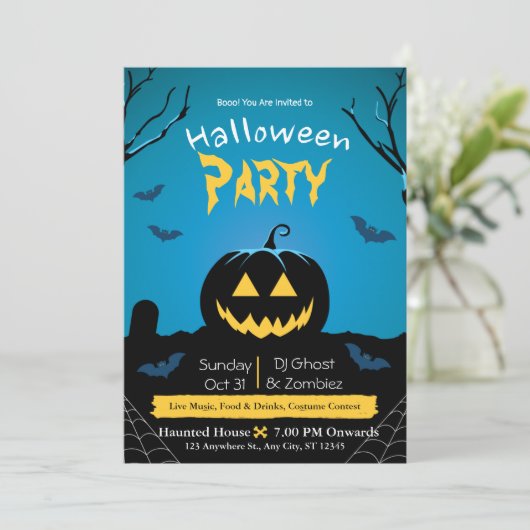 Halloween-Party-Einladung Einladung (Stehend Vorderseite)