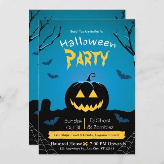 Halloween-Party-Einladung Einladung (Vorne/Hinten)
