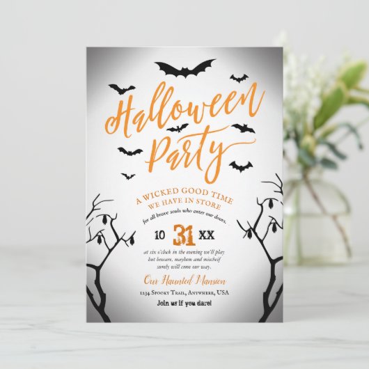 Halloween-Party-Einladung Einladung (Stehend Vorderseite)