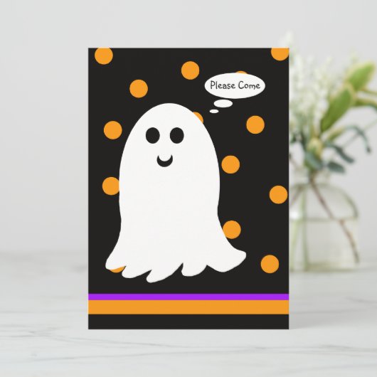 Halloween Party Einladung Ghost (Stehend Vorderseite)