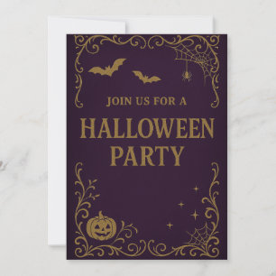 Halloween-Party-Einladung Gothic Lila & Gold Einladung
