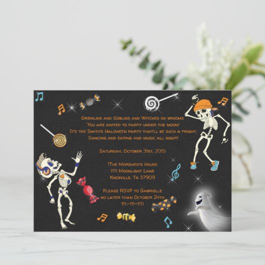 Halloween-Party-Einladung, Halloween-Tanzveranstal Einladung (Stehend Vorderseite)