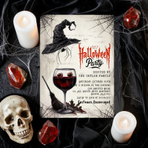 Halloween-Party-Einladung | Hexenhut-Weinglas