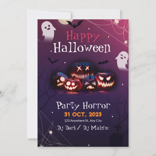 Halloween-Party Einladung, Horror Party Halloween Einladung (Vorderseite)