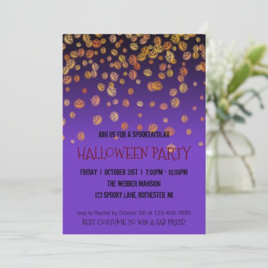 Halloween-Party Einladung Jack o'lantern Regen (Stehend Vorderseite)