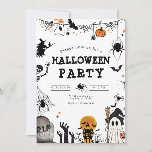 Halloween-Party Einladung, Kinder Spooky Night Par Einladung (Vorderseite)