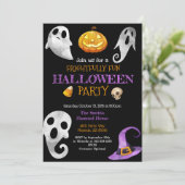 Halloween-Party Einladung Kürbisgeister Schädel (Stehend Vorderseite)