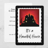 Halloween-Party Einladung mit Spuk Haus (Vorne/Hinten)