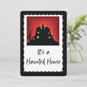 Halloween-Party Einladung mit Spuk Haus (Stehend Vorderseite)