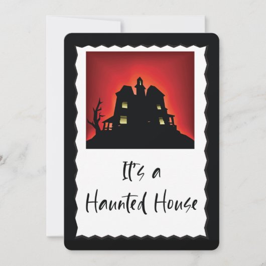 Halloween-Party Einladung mit Spuk Haus (Vorderseite)
