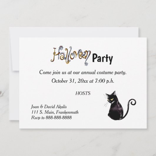 Halloween-Party Einladung mit Vintager Hexe (Rückseite)