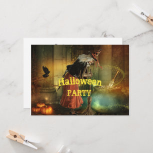 Halloween-Party Einladung mit Vintager Hexe