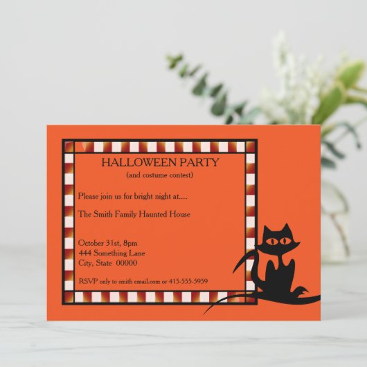 Halloween-Party Einladung Orange & Black (Stehend Vorderseite)