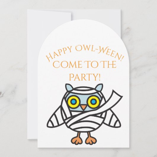 Halloween-Party Einladung Owl Mummy (Vorderseite)