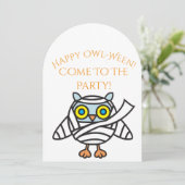 Halloween-Party Einladung Owl Mummy (Stehend Vorderseite)