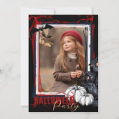 Halloween-Party Einladung Rahmen Schwarz mit Foto (Vorderseite)