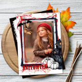 Halloween-Party Einladung Rahmen weiß mit Foto