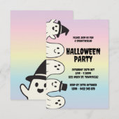 Halloween-Party Einladung Regenbogenpastel Geist (Vorne/Hinten)