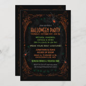 Halloween-Party-Einladung - Schwarze Orangenspinne Einladung (Vorne/Hinten)