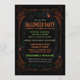 Halloween-Party-Einladung - Schwarze Orangenspinne Einladung