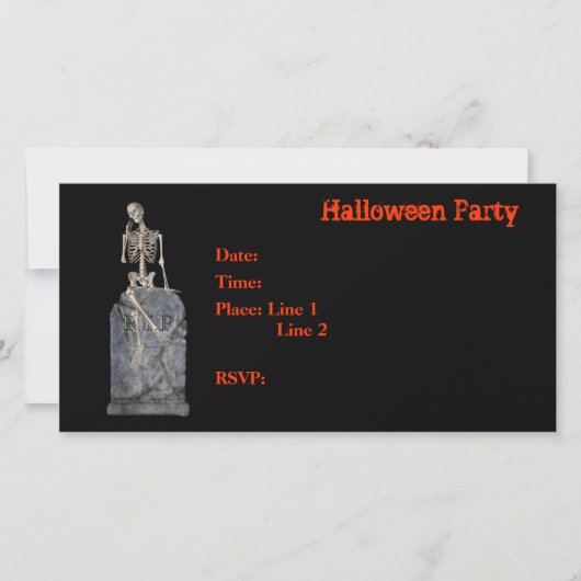 Halloween-Party Einladung Skeleton Grabstein Card (Vorderseite)