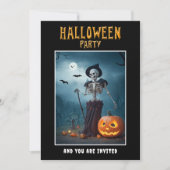 Halloween-Party Einladung Skeleton und Pumpkins (Vorderseite)