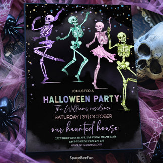 Halloween-Party Einladung Skelette einladen