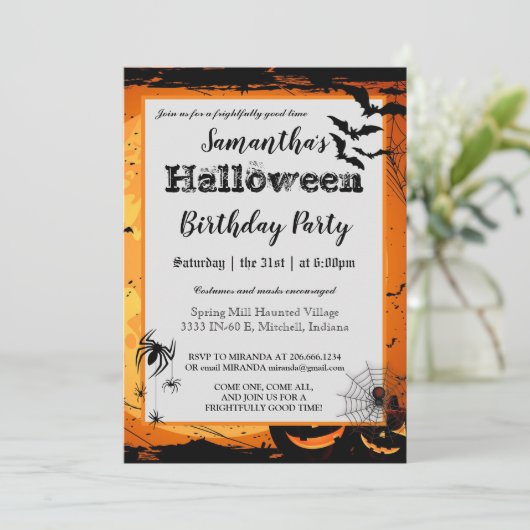 Halloween Party Einladung Spooky Bats (Stehend Vorderseite)