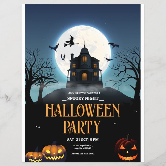 Halloween-Party Einladung, Spooky Night Halloween Flyer (Vorne)
