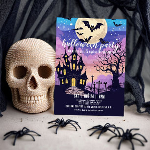 Halloween-Party-Einladung Spukhaus Vollmond Einladung