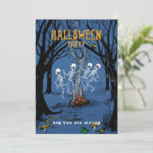 Halloween-Party Einladung Tanzskelette (Stehend Vorderseite)