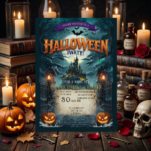 Halloween-Party-Einladung Verlassenes Schloss Grus Einladung