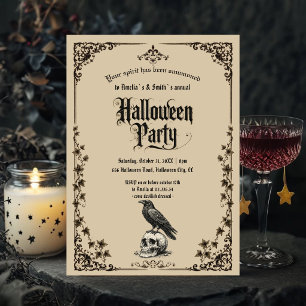 Halloween-Party-Einladung Vintage-Gothic-Rabe Einladung