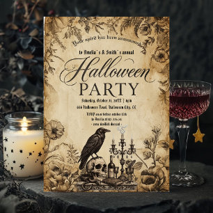 Halloween-Party-Einladung Vintage-gotischer Rabe Einladung