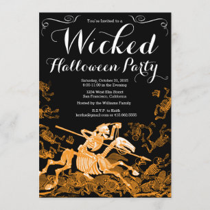 Halloween-Party-Einladung: Vintage-Skelett Einladung