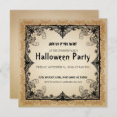 Halloween-Party Einladung Vintager Gothic-Fledermä (Vorne/Hinten)