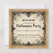 Halloween-Party Einladung Vintager Gothic-Fledermä (Vorderseite)