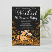 Halloween-Party Einladung: Vintages Skelett Einladung (Stehend Vorderseite)