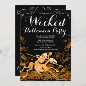 Halloween-Party Einladung: Vintages Skelett Einladung (Vorne/Hinten)