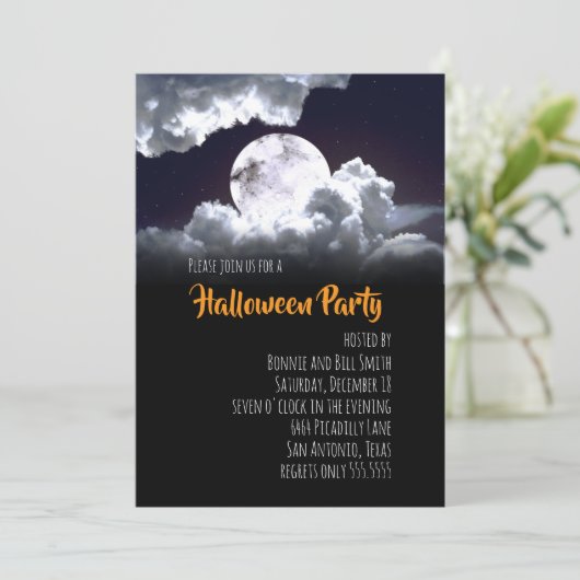 Halloween-Party Einladung Vollmond (Stehend Vorderseite)