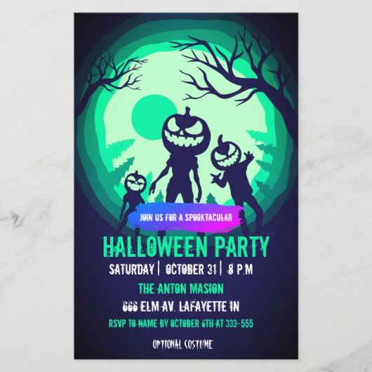 Halloween-Party-Einladung vollständig anpassbar Flyer (Vorne)