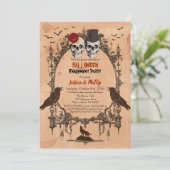 Halloween-Party-Einladung Zuckerschädel Einladung (Stehend Vorderseite)