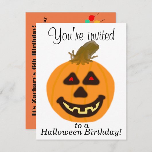 Halloween Party Einladungen CUSTOMIZE (Vorne/Hinten)