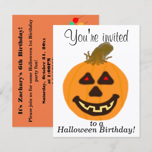 Halloween Party Einladungen CUSTOMIZE (Vorne/Hinten)