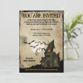 Halloween-Party Einladungen im Spuk Haus (Stehend Vorderseite)