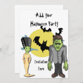 Halloween-Party Einladungen Monster Frankenstein (Vorne/Hinten)