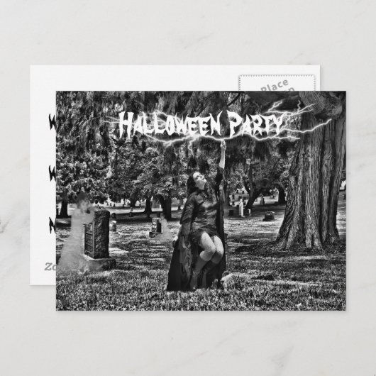 Halloween-Party Einladungspostkarte (Vorne/Hinten)